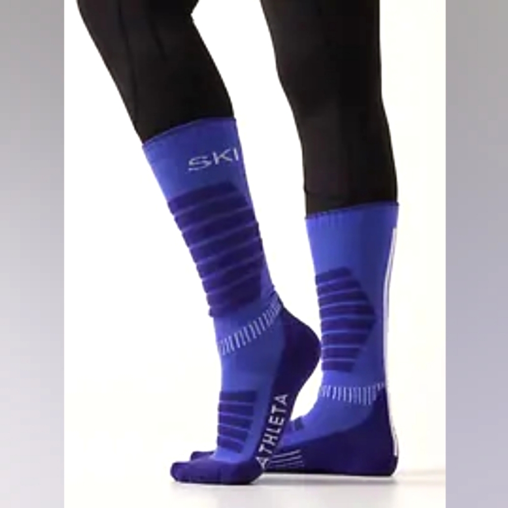 ATHLETA MERINO WOOL KNEE HIGH SOCKS, S/M, BLUE,  NWT